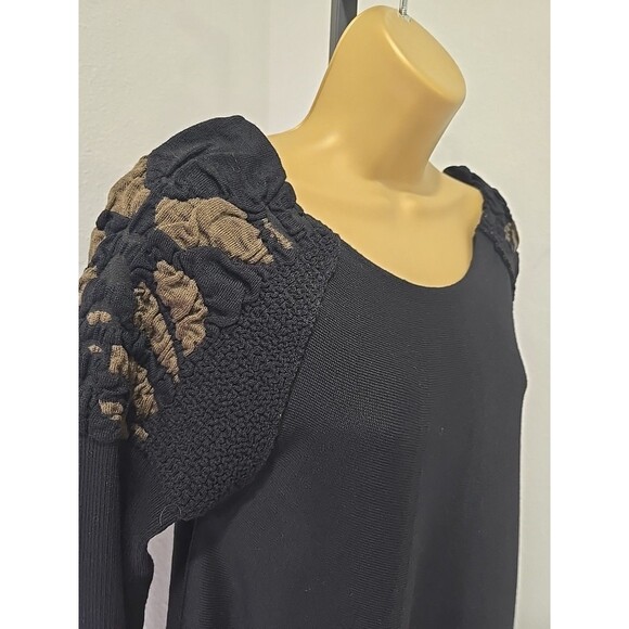 Crea Merino Wool Midi Dress Lagenlook Womans Euro 44 US 14 Trapeze Embroidered - Picture 2 of 8